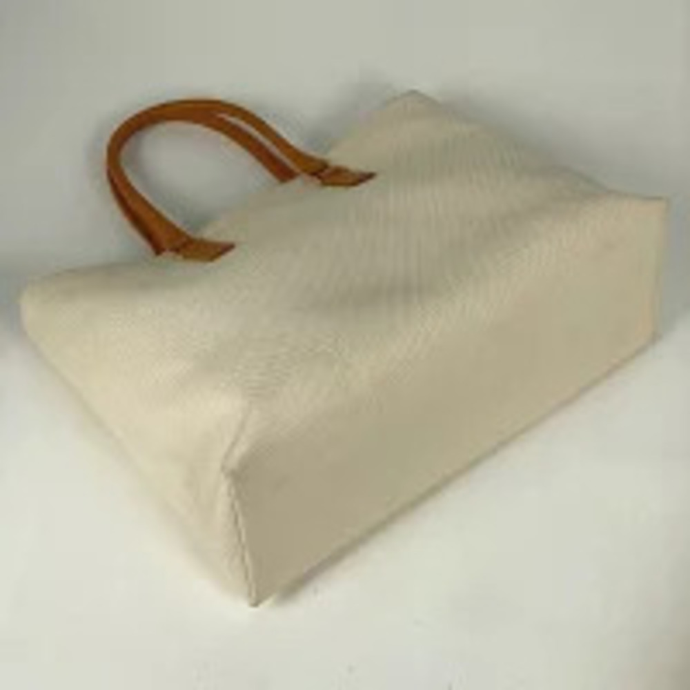 Celine Bag Tote Cabas Brown Horizontal Canvas Ivory White Brown White